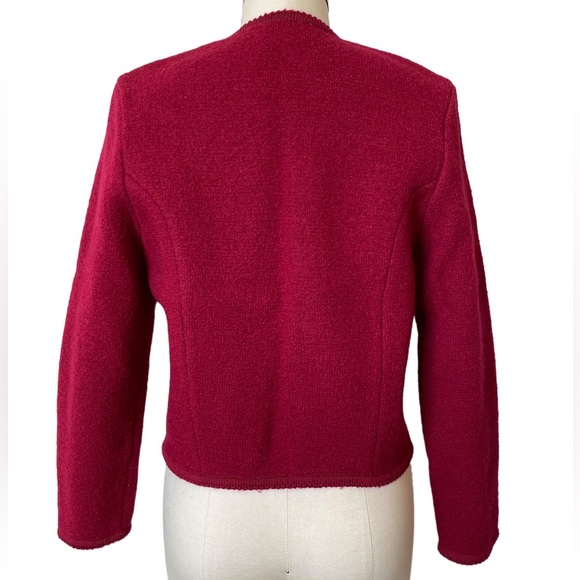 Vintage EUC 80’s CARROLL REED Wool Cropped Cardigan Sweater Small Red - Picture 6 of 16